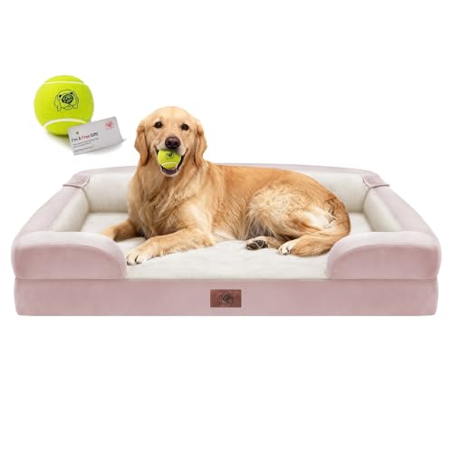Waterproof Orthopedic Dog Bed for Extra Large Sized Dogs (X-Large(42"L x 30"W x 9"Th) / Pink)