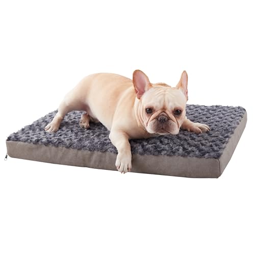 Orthopedic Memory Foam Bed for Medium Dogs (Rose Plush / Medium-29"x 18" x 3")