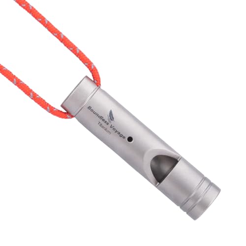 Titanium Whistle Emergency Survival Safety Whistles with Lanyard Loud for Outdoor Camping Hiking Coaches Training Sports Keychain Whistle (1 PCS - Ti9018)