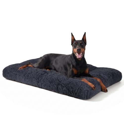 Large Dog Bed Crate Pad (44.0"L x 32.0"W x 4.0"Th / Dark Grey)