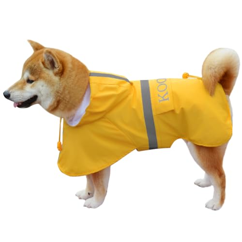 Dog Raincoat Waterproof Hooded (Yellow / 3XL-Fit for 33 to 44 pounds)