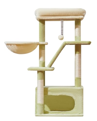 Cat Tree 38.5In Cat Tower for Indoor Cats (Green and Beige / 38.5 Inches)