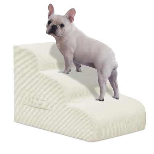 3 Step Dog Stairs Pet Ramp for High Beds (Beige / 3-Step 16"H)