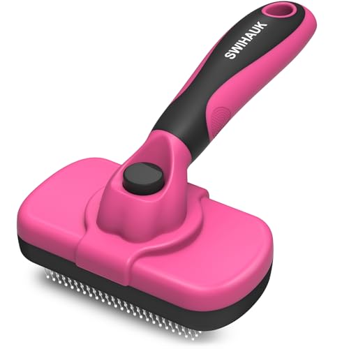 Self Cleaning Slicker Brush for Dogs & Cats (Pink)