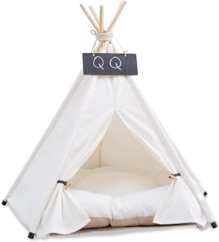 Pet Teepee Dog & Puppy Cat Tents Tipi Bed Portable Houses (M:Size fits 9kg/20lbs (pets))