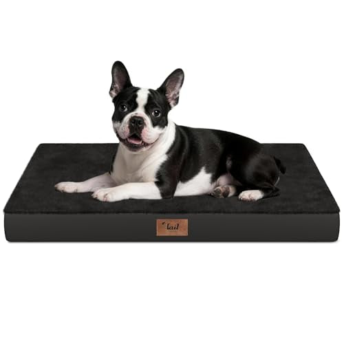 Orthopedic Waterproof Dog Bed for Small Dogs and Cats (Pure Black / 29.0"L x 18.0"W x 3.0"Th)