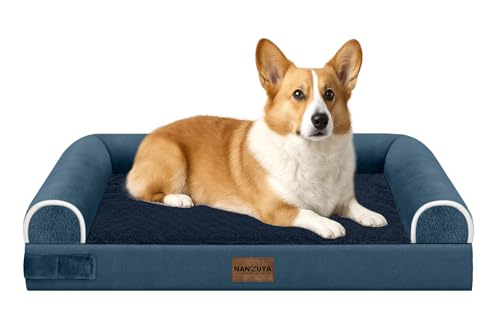 Orthopedic Dog Bed for Medium Dogs (Navy Blue / 30.0"L x 20.0"W x 6.0"Th)