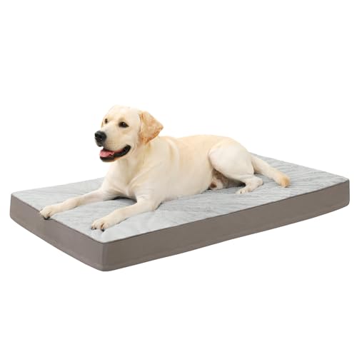 Orthopedic Dog Bed for Large Dogs with Waterproof Lining (Light Grey / 36.0"L x 27.0"W x 3.0"Th)