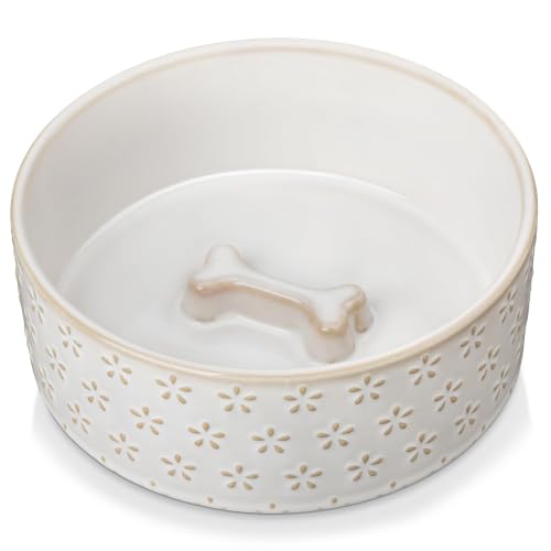 Ceramic Dog Food Bowl (Five-leaf Grass / 4 Cups)