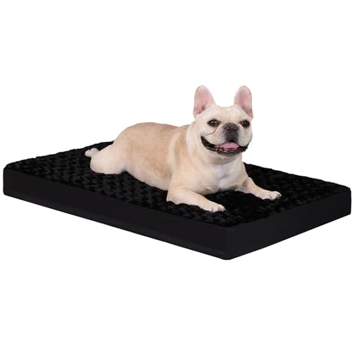 Washable Dog Bed for Crate Waterproof for Medium Dogs (Black / 29.0"L x 18.0"W x 3.0"Th)