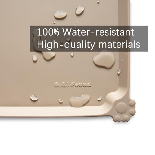 Waterproof Pet Feeding Mats with High Lips (19" x 12" / Tan)