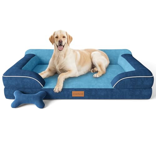 Jumbo Dog Bed for Extra Large Dogs (Navy Blue / Jumbo(45"L x 35"W x 9.5"Th))