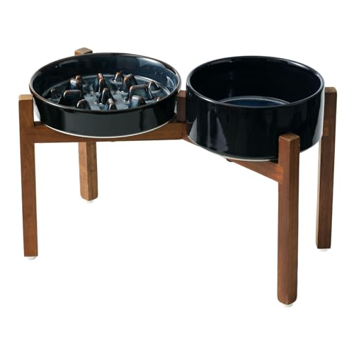 Raised Slow Feeder Dog Bowls (2 x Starry Sky + Stand - C / L- 8.2inch / 1.6 Cups)