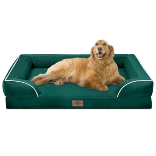 Waterproof Orthopedic Dog Bed for Extra Large Dogs (42.0"L x 30.0"W x 8.5"Th / Emerald)