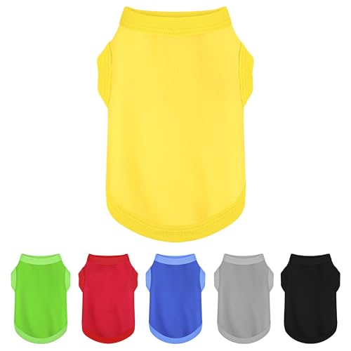 Elevate Your Dog's Fashion Quotient with Colorful and Breathable Sleeveless Cotton Shirts! Perfect Pet Apparel for Small to Medium Dogs Yellow 3XL (3XL-(38~55lb) | Chest(~30") / Yellow)