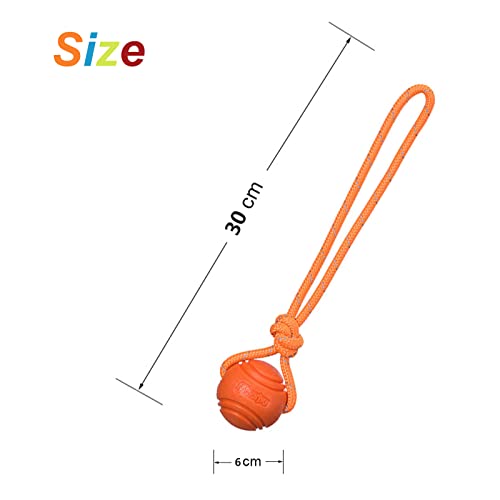 Dog Training Ball on A Rope Rubber Dog Rope Toys Ball with Handle for Tug of War K9 Training Rewards for Belgian Malinois Gifts (Four colors / 6cm (with rope))