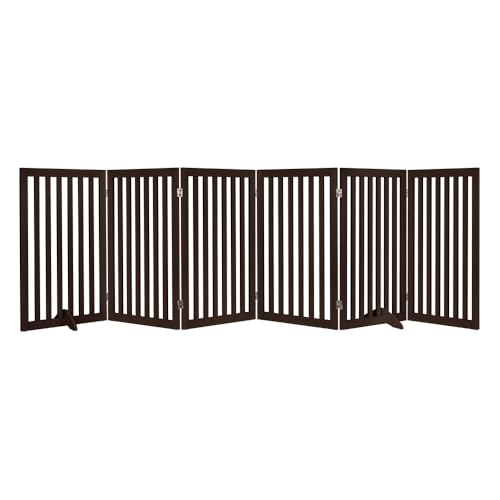 120" Extra Wide Pet Gate and Pet Playpen Combination for Dog Cat (Espresso / 120"W×36"H)