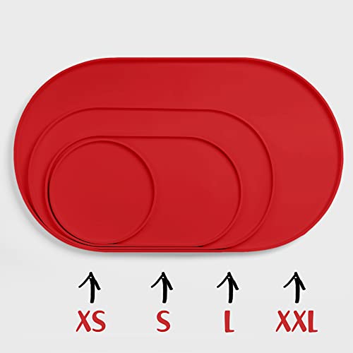 Dog Food Mat Waterproof Dog Bowl Mat (19x11 Inch (Pack of 1) / Red)