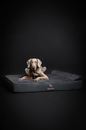 XL Dog Bed 45x35x9.1 Inch (Vegan Leather - Charcoal / X-Large)