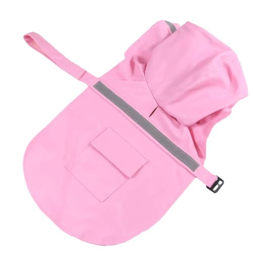 Large Dog Raincoat Adjustable Pet Water Proof Clothes Lightweight Rain Jacket Poncho Hoodies with Strip Reflective (Large (Pack of 1) / Pink)