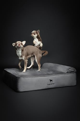 Dog Bed 28x23x7.5 Inch (Velvet - Grey / Medium)