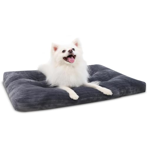 Washable Dog Crate Bed Kennel Mat for Small Dogs (Gray / 23.0"L x 18.0"W x 2.5"Th)