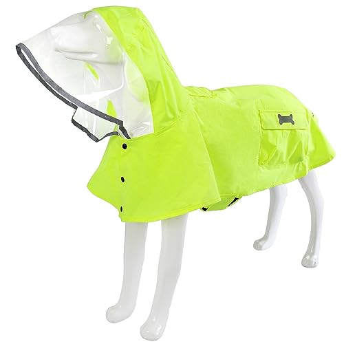 Dog Raincoat Waterproof Rain Poncho with Hoodie (Small: 9-13lbs / Fluorescent Green)