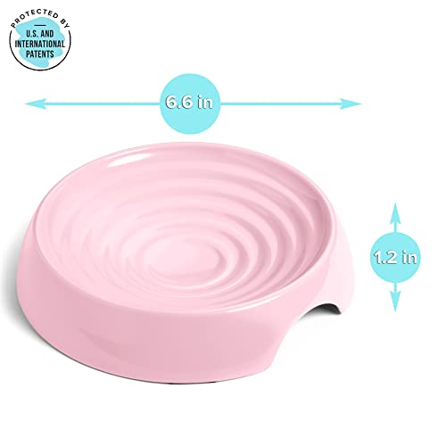 Cat Bowls Whisker Friendly Food Bowl for Indoor Cats (Dish - Set of Two / Pink)