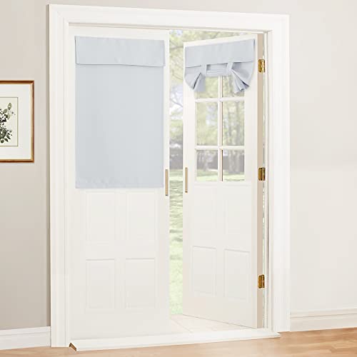 Kitchen Window Curtains Stick on Small Curtains for Back Door (Greyish White / 26"W x 40"L (Pack of 1))