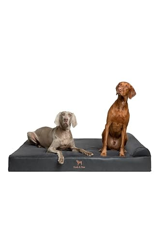 Giant Dog Bed XXL 55x45x9.5 Inch (Vegan Leather - Charcoal / XX-Large)