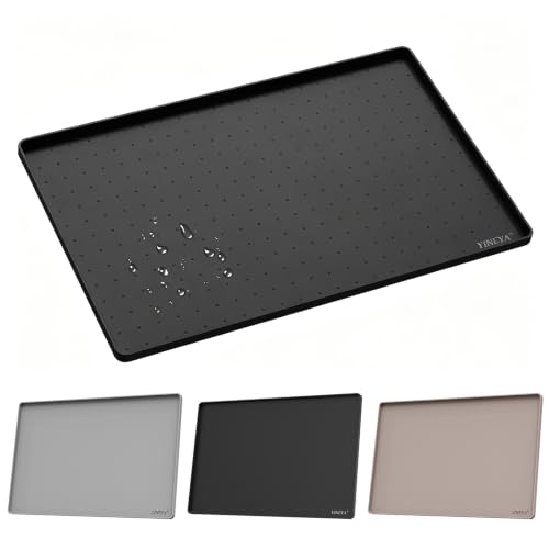 22" x 14" Silicone Dog Food Mat Waterproof (Black / 22" x 14")