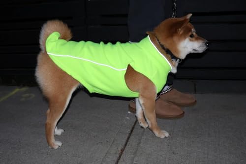 Fleece Vest Dog Sweater with Leash Ring (M (6-10lbs) / Neon Green)