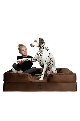 XL Dog Bed 45x35x11 Inch (Velvet - Brown / X-Large)