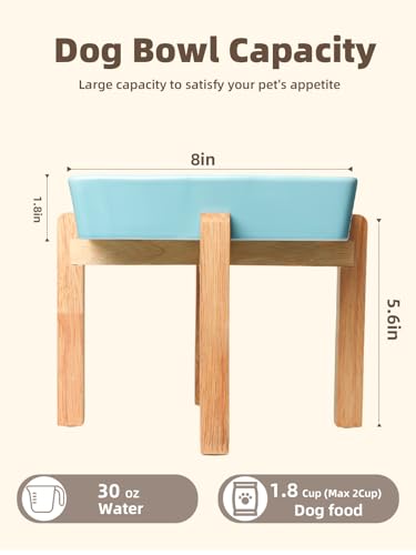 Square Ceramic Dog Slow Feeder Bowls (Turquoise / M-1.8 Cups+Stand)