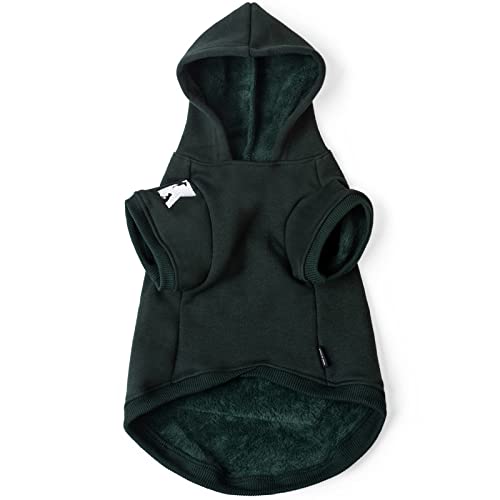 Dog Hoodie Fleece Puppy Clothes Warm Sweater with Hat for Small Dogs Cat Hooded Shirt Kitten Pet Basic Sweatshirt with Pocket Doggie Soft Winter Coat Apparel (S-(2~7lb) | Chest(~13") / Green)