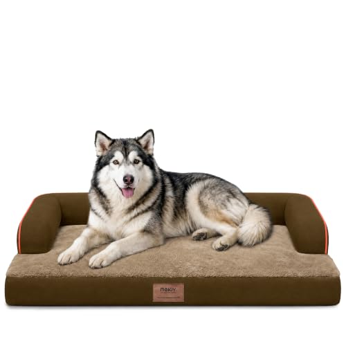 XXL Orthopedic Waterproof Dog Bed with Bolster for Extra Large Dogs (45.0"L x 35.0"W x 8.0"Th / Brown)