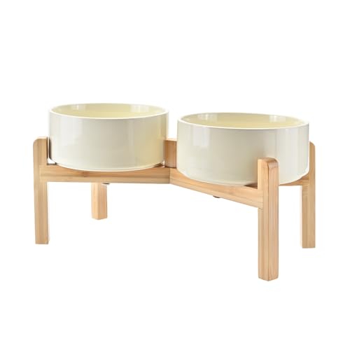 Elevated Dog Bowls Ceramic (7.3 in - 5.3 cups / Beige)