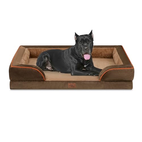 Waterproof Orthopedic Dog Beds for Extra Large Dog (53.0"L x 42.0"W x 8.5"Th / Brown)