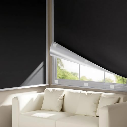 Portable Blackout Curtains for Bedroom (Black / 44W*48L)