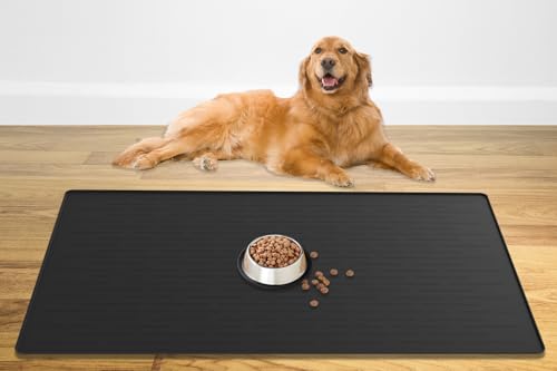 48" x 32" XXXL Largest Pet Food Mat (Black / 48"L x 32"W)