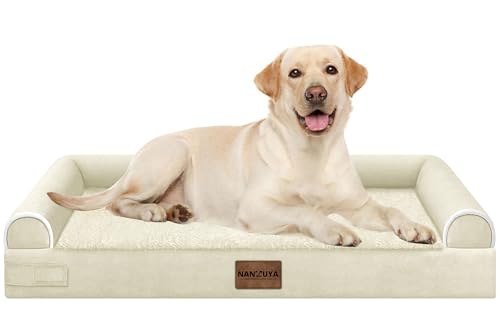 Orthopedic Dog Bed for Large Dogs (Beige / 38.0"L x 25.0"W x 6.5"Th)