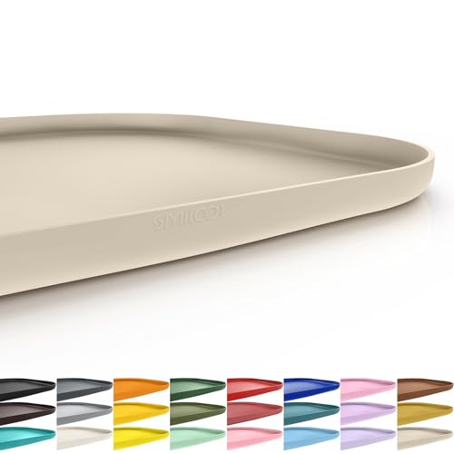 Waterproof Silicone Pet Food Mat with Raised Edge for Dog & Cat (Beige / 22"L x 14"W)