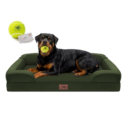 Waterproof Orthopedic Dog Bed for Extra Large Sized Dogs (45 x 35 x 9 in / Oliva Green)