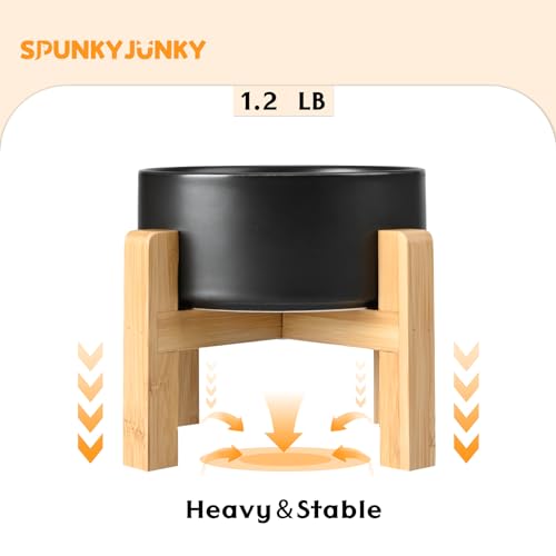 Ceramic Elevated Dog Bowls 2 Pack (Small - 1.7 CUPS*2 / Black)