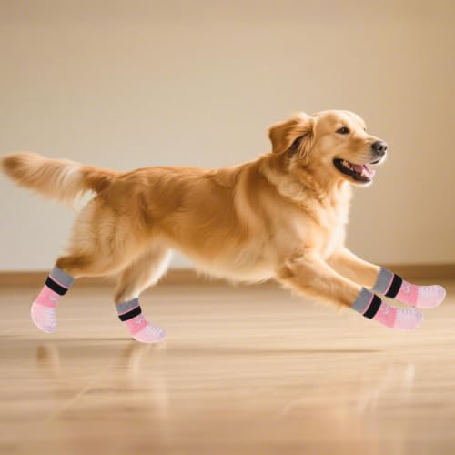 Dog Socks Shoes for Hot Pavement to Prevent Licking Paws (Pink / Extra Large (Paw Width: 3.5"))