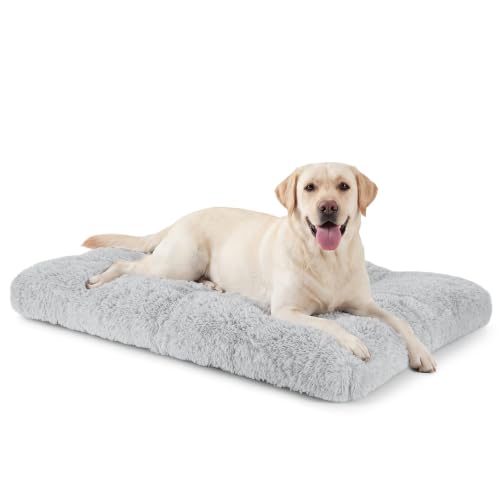 Large Dog Bed Crate Pad (40.0"L x 27.0"W x 4.0"Th / Light Grey)
