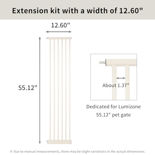 55.12" Extra Tall Pet Gate Extension Kit 12.6" Wide Cream (55.12" H-cream / 12.60" W, Extension)