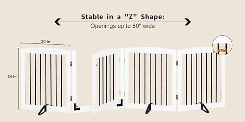 Freestanding Dog Gate with Door (4 Panel 24" / White & Black)