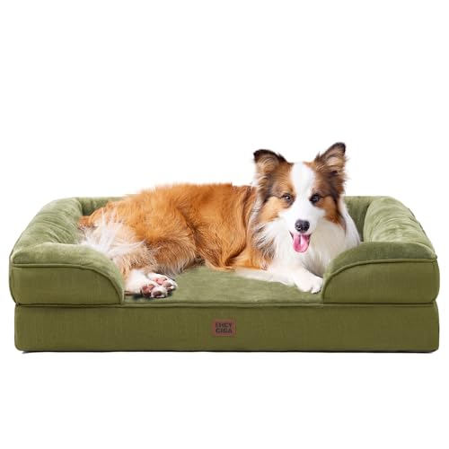 Orthopedic Dog Beds Large Sized Dog (Olive Green / 41.0"l X 27.0"w X 6.5"th)