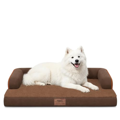 Orthopedic XL Dog Bed with Bolster for Extra Large Size Dogs (42.0"L x 30.0"W x 8.0"Th / Coffee)